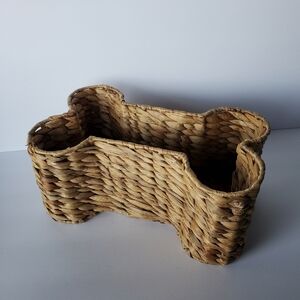 Woven Bone Dog Toy Basket Organizer Storage Decor Boho Pet